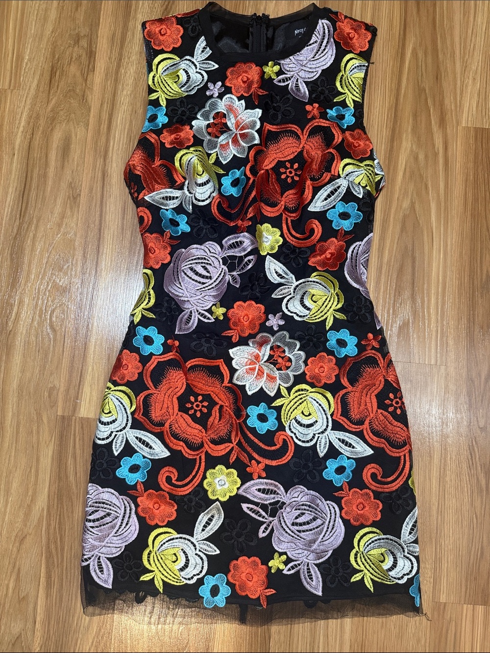 Nasty Gal Black Floral Embroidered Dress